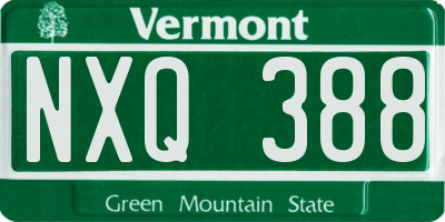 VT license plate NXQ388