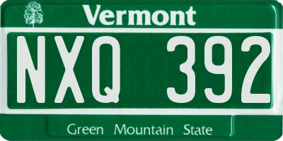 VT license plate NXQ392