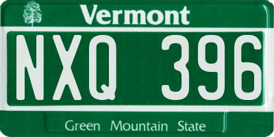VT license plate NXQ396