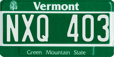 VT license plate NXQ403