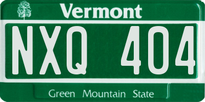 VT license plate NXQ404