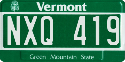 VT license plate NXQ419