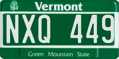 VT license plate NXQ449