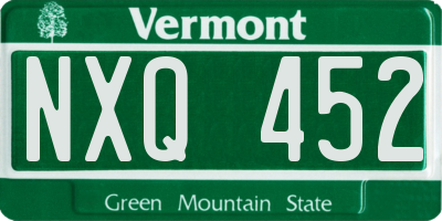 VT license plate NXQ452