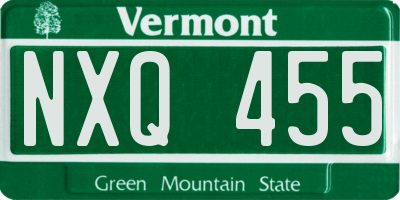 VT license plate NXQ455