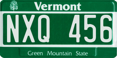 VT license plate NXQ456