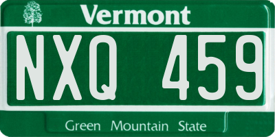 VT license plate NXQ459