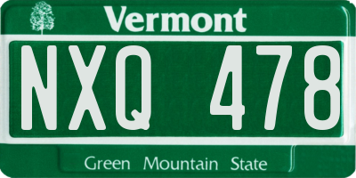 VT license plate NXQ478