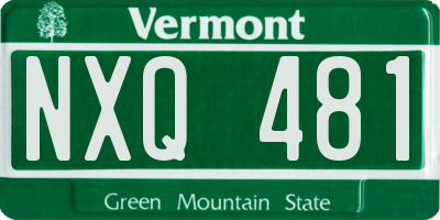 VT license plate NXQ481