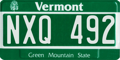 VT license plate NXQ492