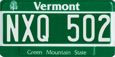 VT license plate NXQ502