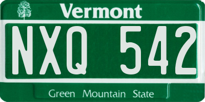VT license plate NXQ542
