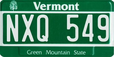 VT license plate NXQ549