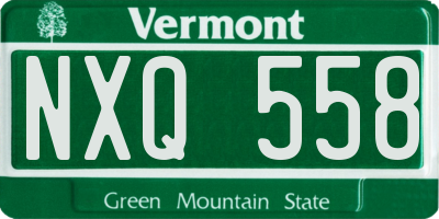 VT license plate NXQ558