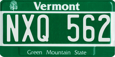 VT license plate NXQ562
