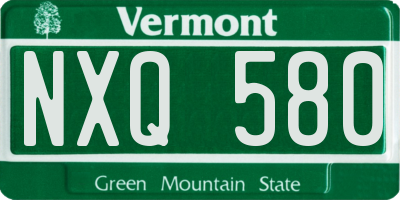 VT license plate NXQ580