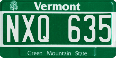 VT license plate NXQ635