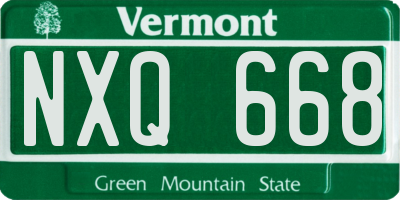 VT license plate NXQ668