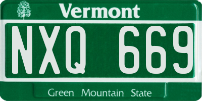 VT license plate NXQ669