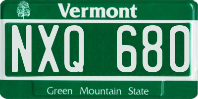 VT license plate NXQ680