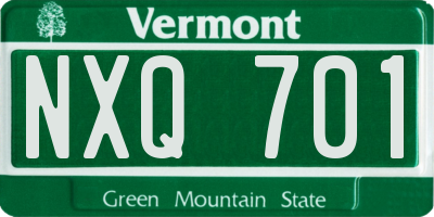 VT license plate NXQ701