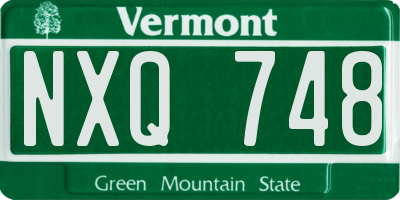 VT license plate NXQ748