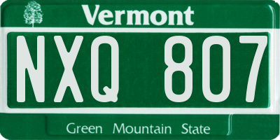 VT license plate NXQ807