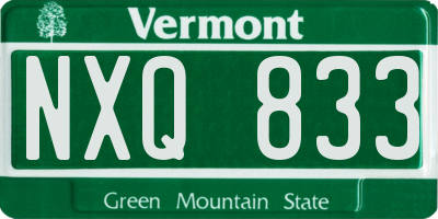 VT license plate NXQ833