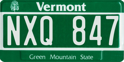 VT license plate NXQ847
