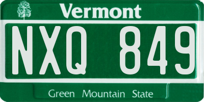 VT license plate NXQ849