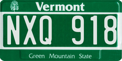 VT license plate NXQ918
