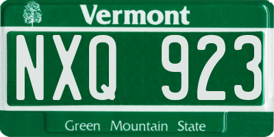 VT license plate NXQ923