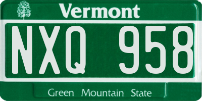 VT license plate NXQ958