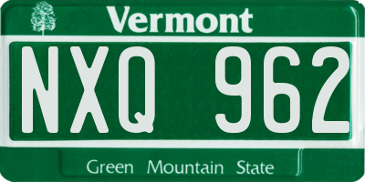 VT license plate NXQ962