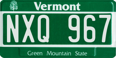 VT license plate NXQ967