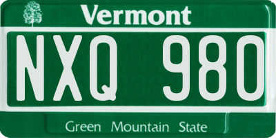 VT license plate NXQ980