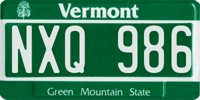 VT license plate NXQ986