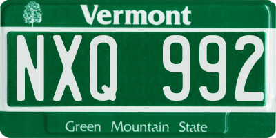 VT license plate NXQ992