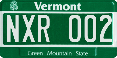 VT license plate NXR002