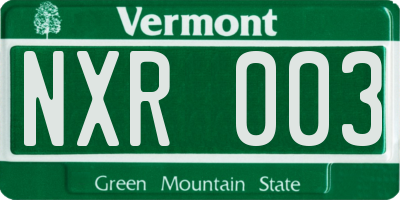 VT license plate NXR003