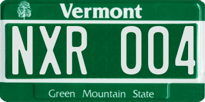 VT license plate NXR004