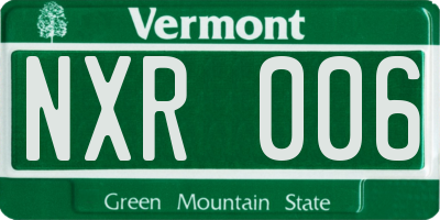 VT license plate NXR006
