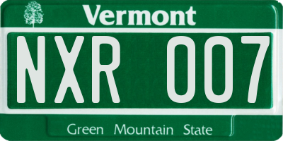 VT license plate NXR007