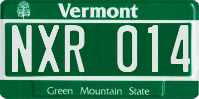 VT license plate NXR014