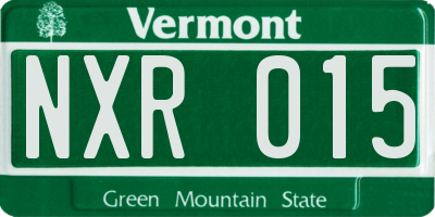 VT license plate NXR015