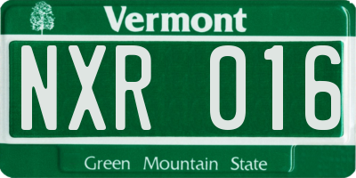 VT license plate NXR016