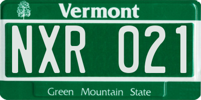 VT license plate NXR021