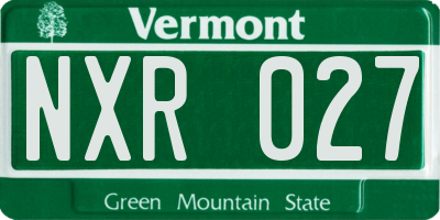 VT license plate NXR027