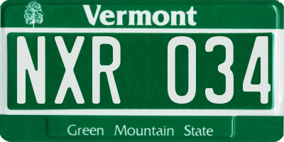 VT license plate NXR034