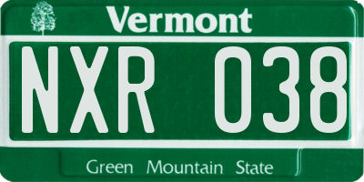 VT license plate NXR038